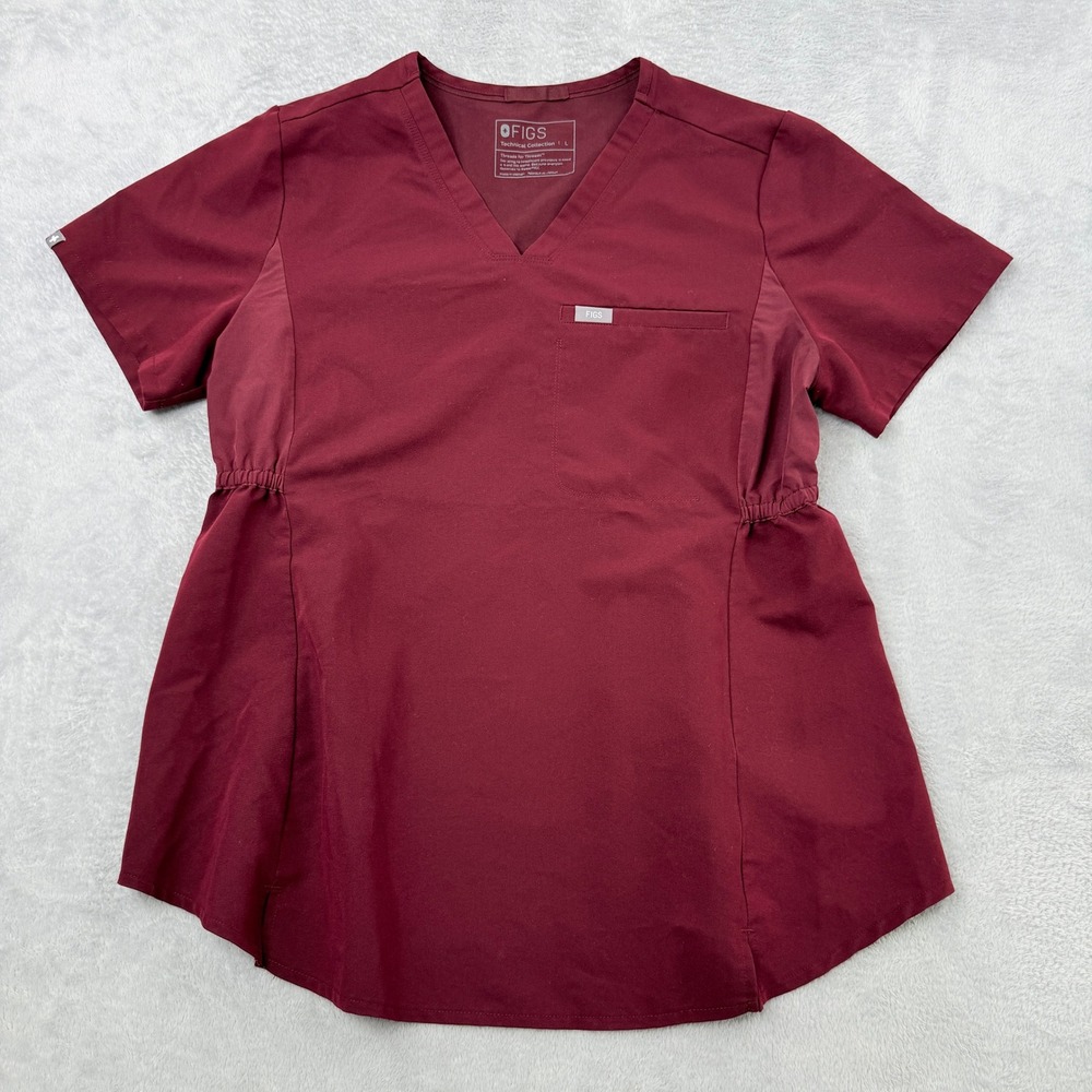 FIGS Maternity Technical Scrub Set Size XL / L Burgundy Jogger V-Neck Medical - Picture 10 of 16